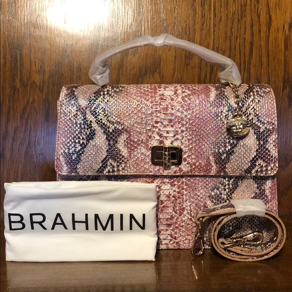 NWT-Brahmin-Hallie Satchel-Multi Skyterra-Leather-Dust Bag-$455 - Picture 1 of 16